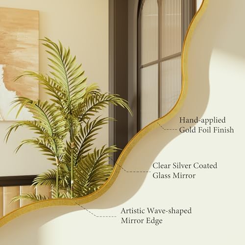Kelly Miller 28" Gold Round Scalloped Mirror, Wavy Edge Decorative Mirror - Image 5