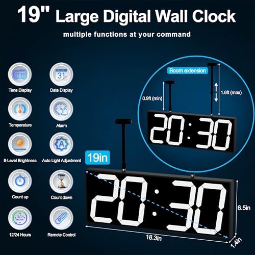 CHKOSDA 19 Inch Large Double Sided Digital Wall Clock - Image 3