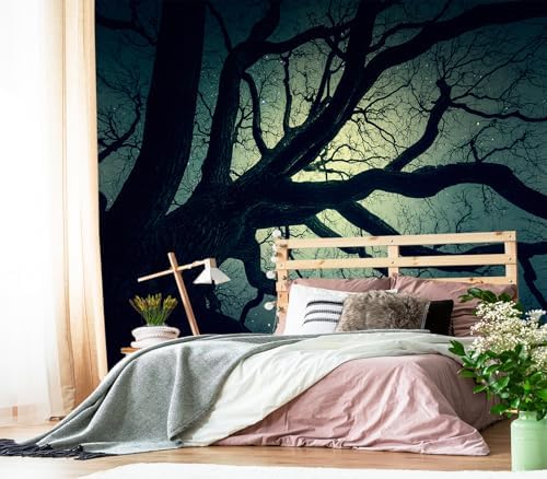 XMPMBM-Magic Forest backsplash Decorative Wallpaper Starry Sky Large Tree by Moredurableandtear-resistantthantraditionalwallpaperwithexcellentadhesion