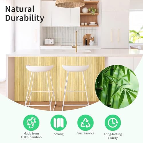 AMZDEPOT Natural Bamboo Wall Panel, 48 x 96 Inch - Image 3