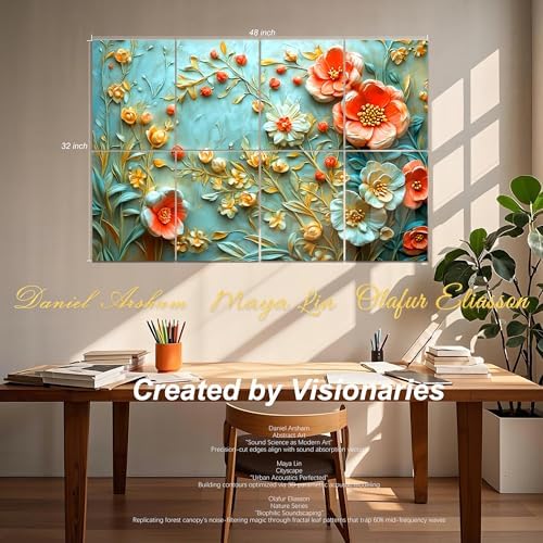 Mollywell Art Acoustic Panels, 48x32 in, Floral Harmony - Image 2