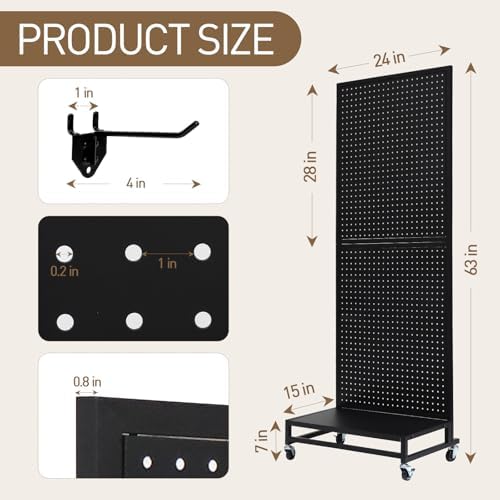 Eastern Tree Metal Pegboard Display Stand 2'x 5'with Base Plate, Pegboard - Image 2