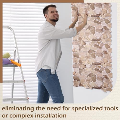 3D Faux Stone Wall Panels 12 Pack Covers 55.6 Sq ft, 38.6" x 18.9" - Image 4