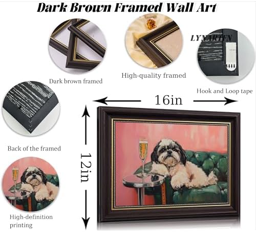 Dark Brown Framed-Funny Dog Wall Art, Whimsical Dog - Image 5
