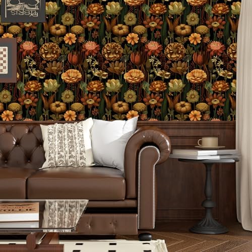 BOKEBEVE Wildlife Floral Wallpaper Peel Stick Vintage Brown 17.5 x 118In - Image 2
