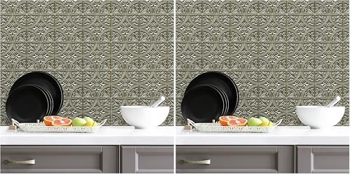 RoomMates StickTiles Gold Tin | Peel and Stick | Pack of 2 by RoomMates