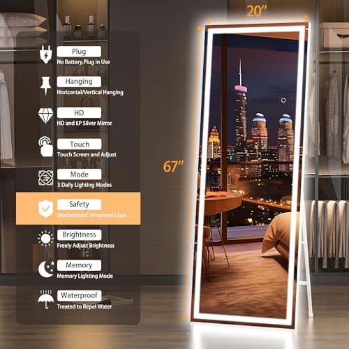 Hasipu Full Length Mirror with Lights, Full Body Dressing Hanging Mounted Mirror - Image 6