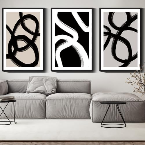 Drsoum Large 24x36in Black Abstract Framed Wall Art Decor Duotone Minimal Dark by Drsoum