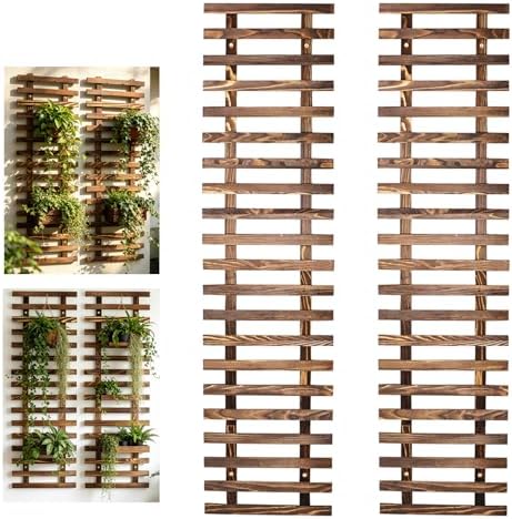 Pack of 2 Vertical Wooden Wall Planter Trellis by JOYFERNAL