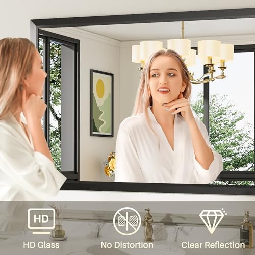 Briivue Black Metal Framed Bathroom Wall Mirror, 20x28 Inch - Image 4
