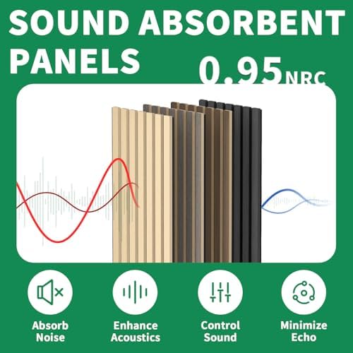 Wood Wall Panels 24" x 12" Acoustic Wood Slat Wall Panel, Living Room - Image 2