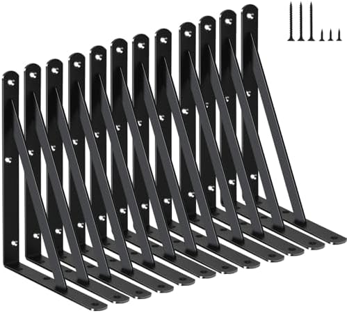 12 Pack L8 x H 6" Black Heavy Duty Shelf Brackets by MHMYDZ