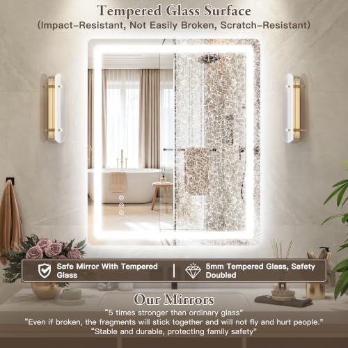 30"x36" LED Bathroom Mirror Anti-Fog Dimmable Wall Mount Vanity Touch - Image 3