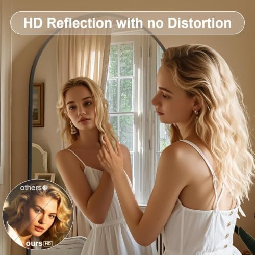 76"×35" Floor Mirror Full Length Arched Full Length Mirror Black - Image 3