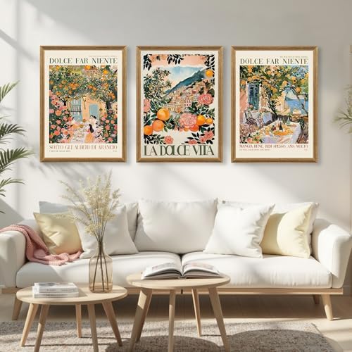 SYWENNOI Triptych Dolce Far Niente Framed Cnavas Wall Art 16x24 inches x3 - Image 4