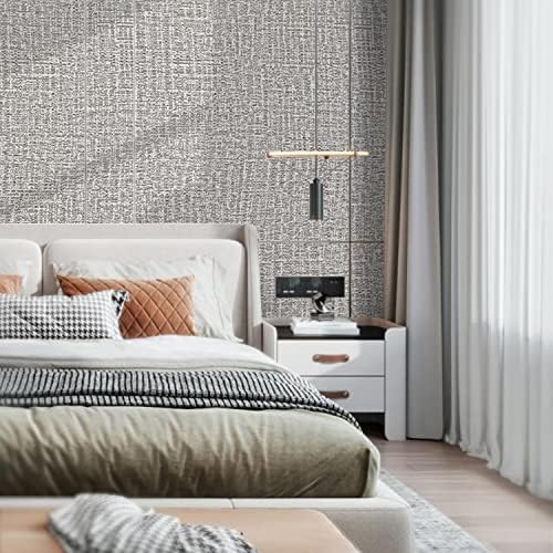 Peel and Stick Wallpaper Grey Grass Cloth Wall Paper - Image 5