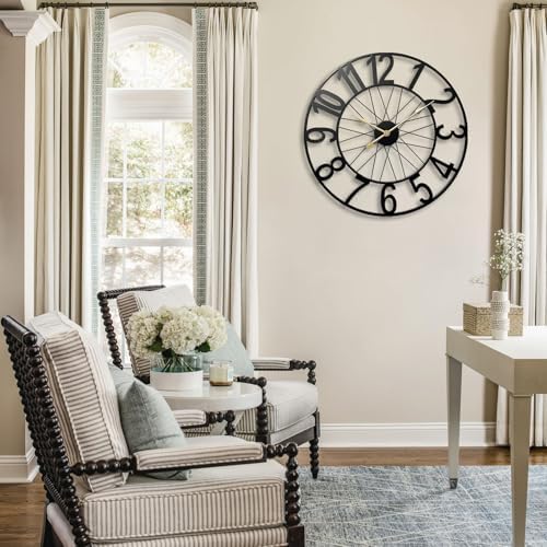 Large Wall Clock, Modern Black Decorative Wall Clock Silent Non Ticking Battery - Image 4