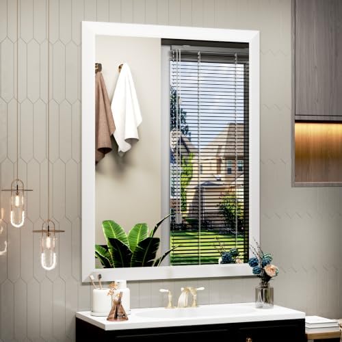 SMIROR 26x36 Matte White Bathroom Vanity Mirror by SMIROR