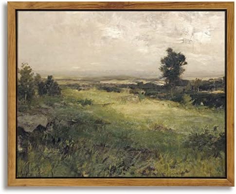 InSimSea Framed Canvas Wall Art Vintage Decor, The Vast Grassland Wall Art Room by InSimSeaArt