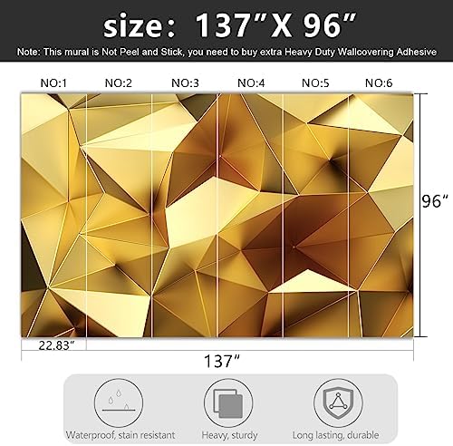 -3D Gold Geometry Fabric Wallpaper Living Room Bedroom Bathroom Modern Large - Image 4