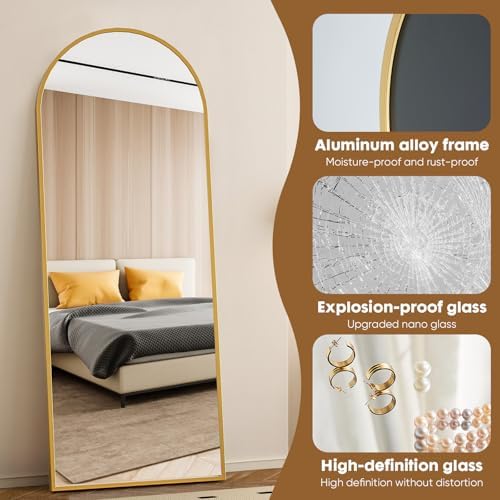 NEWBULIG Arched Full Length Floor Mirror 68"x26", Body Standing Mirror - Image 4