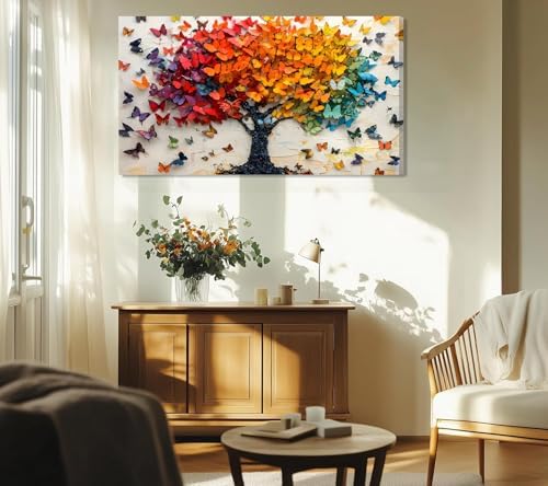 Colorful Butterfly Tree Canvas Wall Art Tree of Life Painting Picture Wall - Image 4