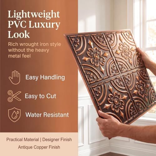 From Plain To Beautiful In Hours 205 Wrought Iron PVC Ceiling Tiles 2x2 ft - Image 6