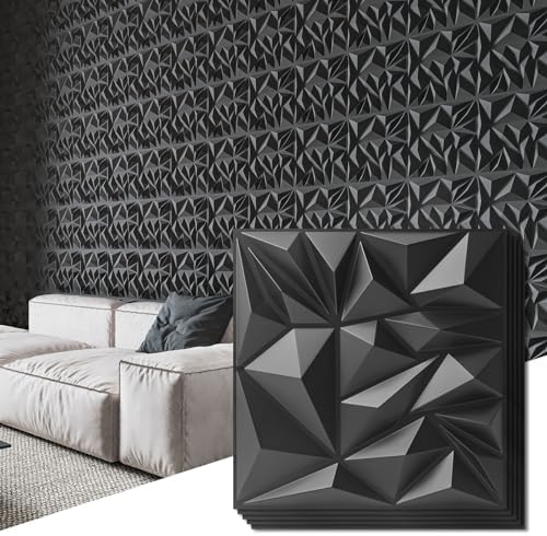 Art3d 50-Pack Modern Diamond Textured 3D Wall Panels, 12 x 12 in by Art3d