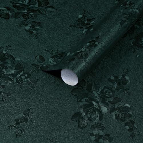 Dimoon 17.7''x78.7'' Green Peel and Stick Wallpaper Gothic Floral Wall Paper by DIYYOURMOON