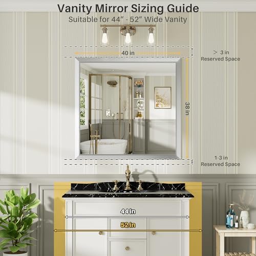 Briivue Bathroom Wall Mirror, 40x38 Inch - Image 2