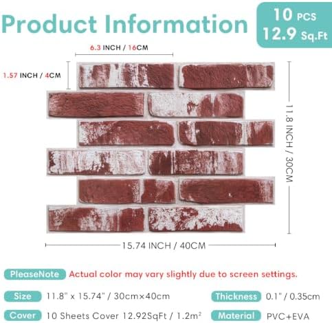 Commomy 3D Peel and Stick Faux Brick Wall Panels - Image 5