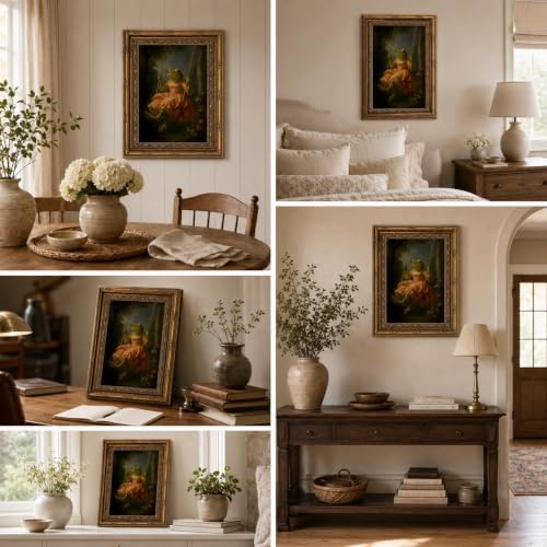 Vintage Framed Green Frog Swing Renaissance Canvas Wall Art 12x16 Inch - Image 7