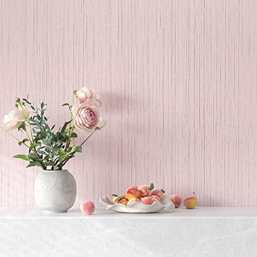 VEELIKE Blush Pink Grasscloth Wallpaper Textured Peel and Stick Pink Linen - Image 4