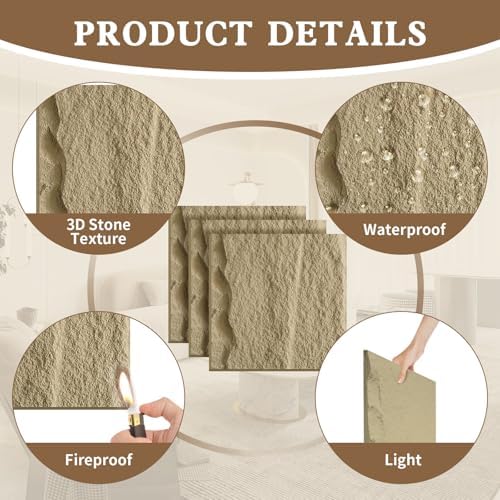 8 PCS 3D Faux Stone Wall Panels Coverings Interior & Exterior Walls, - Image 2