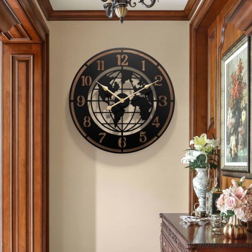 Large World Map Wall Clock by KEQAMHOMEDECOR