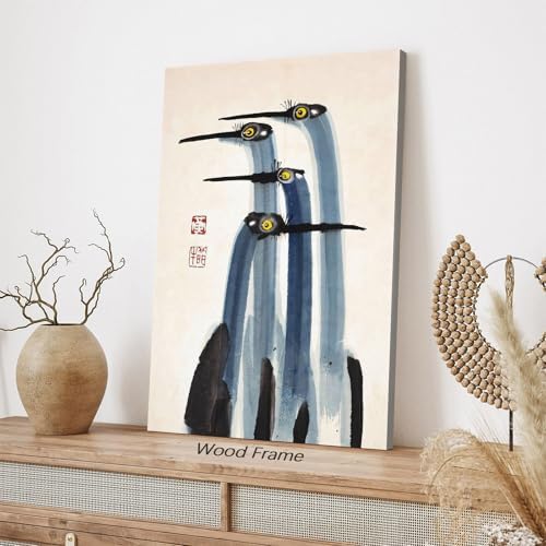 Vintage Japanese Crane Framed Poster Antique Asian Bird Canvas Wall Art 11x14 - Image 7