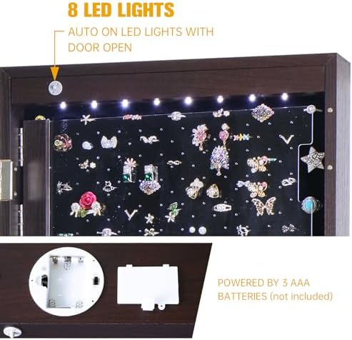 8 LED Lights Jewelry Armoire - Image 3