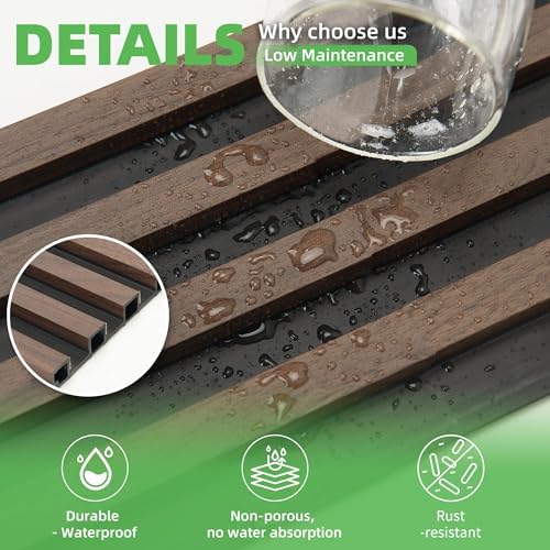 Art3d 8-Pack 96" x 6" WPC Wall Panels, 3D Wood Fluted Acoustic Accent Wall - Image 2