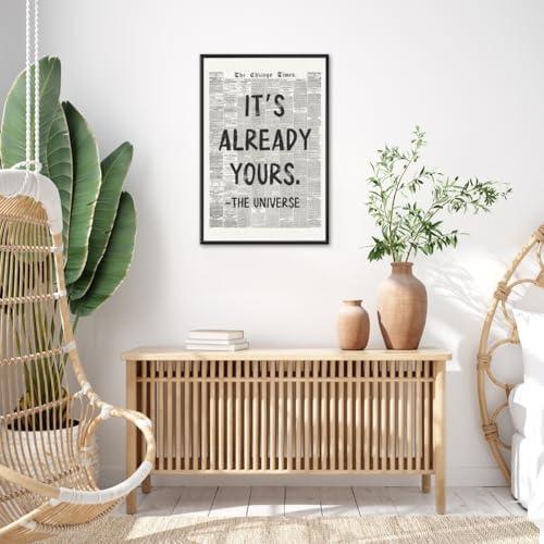 Black And White Retro Newspaper Wall Art Trendy Inspirational Universe Quote - Image 3