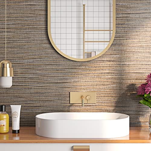 FunStick 24"x394" Textured Tan Brown Wallpaper Peel and Stick Grasscloth - Image 2