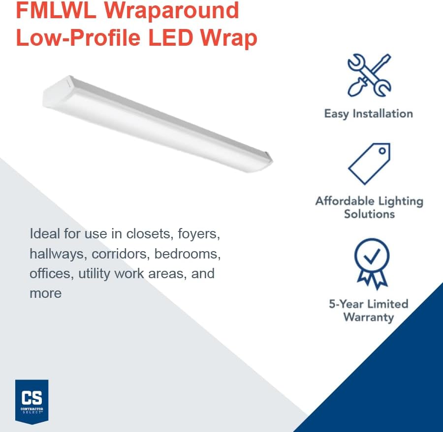 Lithonia Lighting 4' Low-Profile LED Wraparound Light Fixture - Image 2