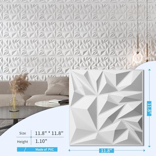 Art3d 33-Pack Modern Diamond Textured 3D Wall Panels, 12 x 12 in - Image 4