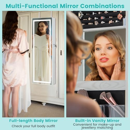 CHARMAID LED Mirror Jewelry Cabinet, 47.2'' Jewelry Armoire - Image 3