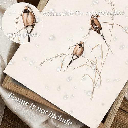 uniro Vintage Bird Wall Art Farmhouse Retro Pictures Canvas Sparrow Birds - Image 5
