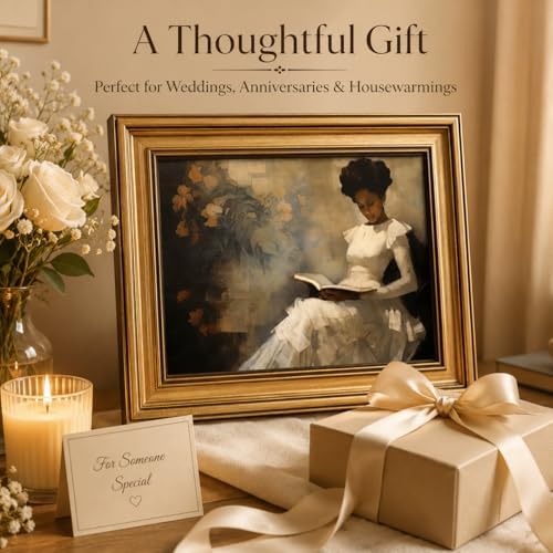 Gold Framed Wall Art, Vintage African American Canvas Prints – Black Girl - Image 7