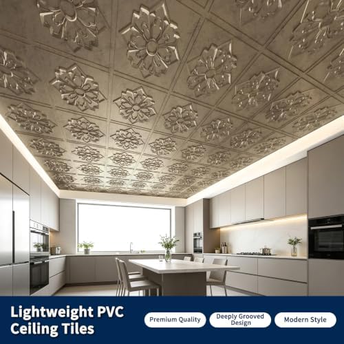 Art3dwallpanels Ceiling Tiles 12 Pack, 24 x 24 Inch, Antique Gold - Image 5