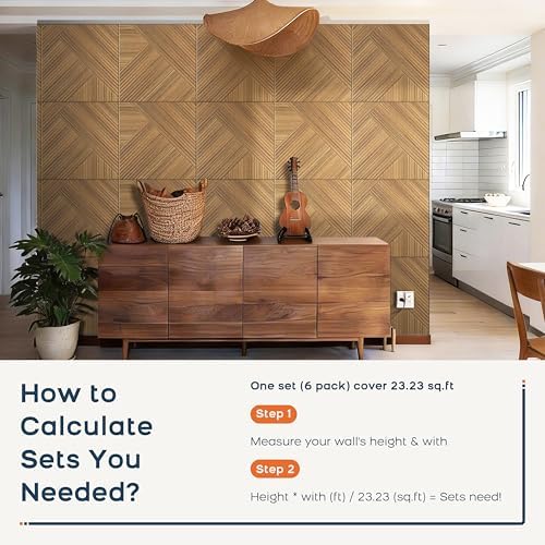 BUBOS 6 Pack Wood Wall Panel, 23.6"x23.6" Peel and Stick Faux Acousitc Panel - Image 4