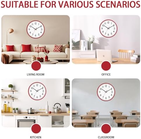10 Inch Wall Clock Battery Operated Silent Non Ticking Quartz - Image 6