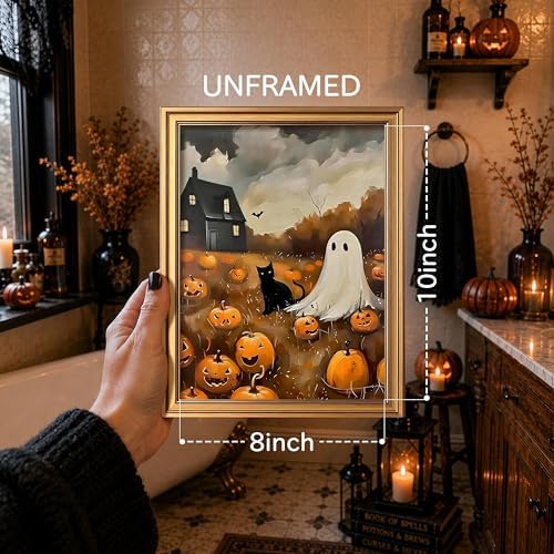 XYHYRA Halloween Wall Art Canvas Prints Set of 9, Dark Academia Wall Decor - Image 4