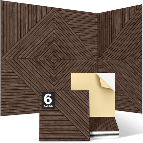 JBER Wood-Pattern Acoustic Panels 23.6" x 23.6", 6 Pack, Dark Walnut by JBER
